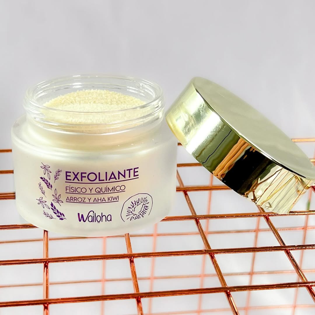 Exfoliante físico y químico de arroz y aha kiwi