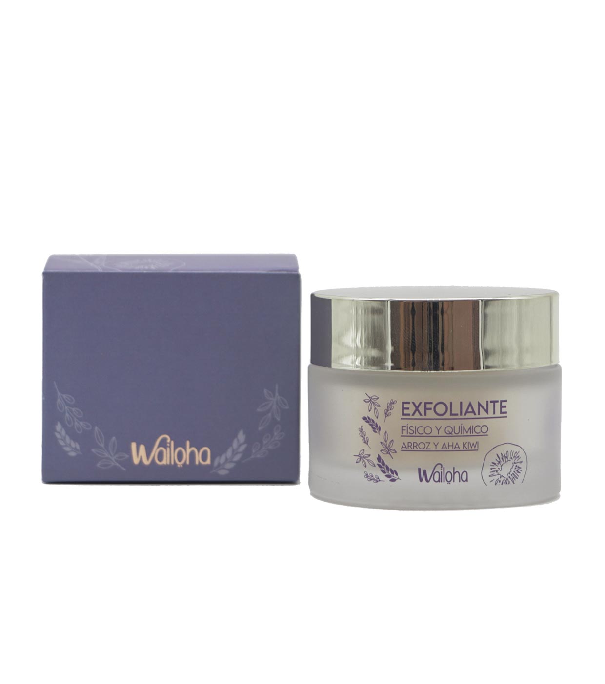 Exfoliante físico y químico de arroz y aha kiwi