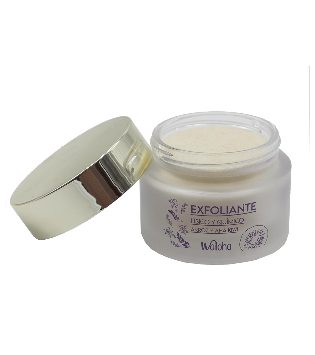 Exfoliante físico y químico de arroz y aha kiwi