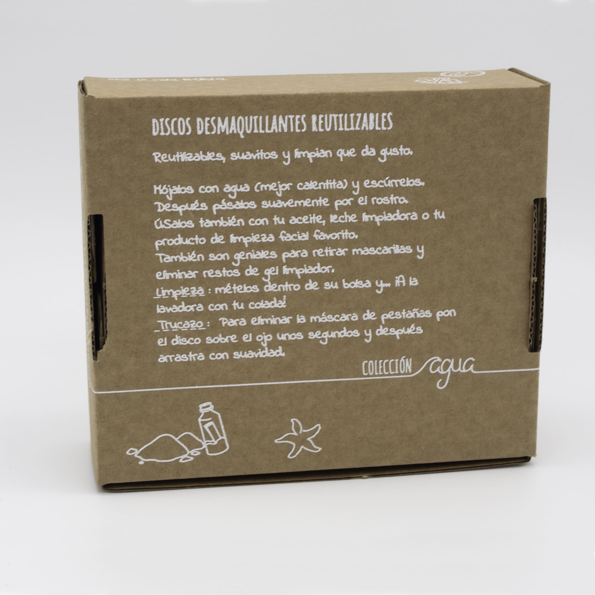Algodones desmaquillantes reutilizables en caja Turquesa, 7 unidades